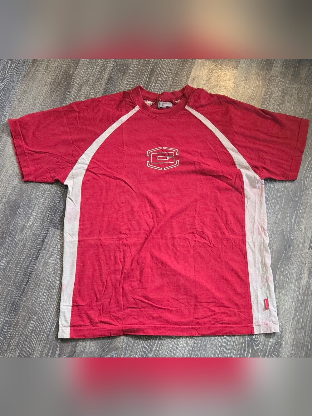 Vintage Gasoline Brand Red & White Raglan Tee - Y2K Streetwear - Large